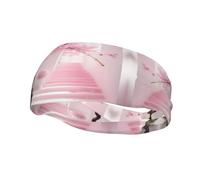 Pink Cherry Blossom Staircase Fashionable Colorful Sports Headband - Breathable, Stretchable, Lightweight, Unisex, Soft
