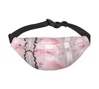 Pink cherry blossom staircase Large Fashion Crossbody Waist Bag, Travel Casual Boys Waist Bag, Suitable for Sports, Running, Cycling, Traveling, Fishing