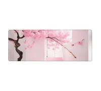 Pink Cherry Blossom Staircase Mouse Pad 11.8x31.5 Inches, Non-Slip, Large Size Mouse Pad for Gamers and Office Use.