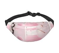 Pink Cherry Blossom Staircase Waist Bag. Lightweight And Waterproof, Suitable For Travel And Daily Use, Fashionable Design, For Men And Women.