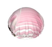 Pink cherry blossom staircase Women's shower cap, waterproof, reusable, with washable elastic cord, suitable for long hair and braids, ideal for showering.