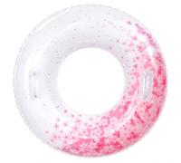 Pink Cherry Blossom Swim Ring, Floral Inflatable Pool Float In 3 Sizes