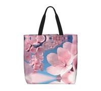 Pink Cherry Blossoms Basic Models Tote Bag With Zipper With Inner Pockets,Laptop Work Tote Bag For Sport,Travel