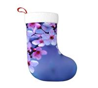 Pink Cherry Blossoms Christmas Stocking Plush Hanging Decoration with Soft Flannel Cuff, Bag for Fireplace & Tree Decor