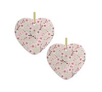 Pink Cherry Blossoms Christmas Tree Ceramic Hanging Bauble Personalised Xmas Baubles Cute Christmas Ornaments Gifts For Kids Family Friends