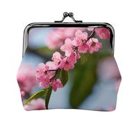 Pink cherry blossoms coin purse for women,small womens wallet,small makeup bag for purse,ultra-thin retro change wallet, Black, One Size, Art Deco