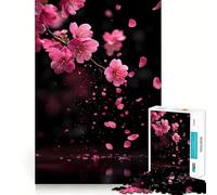 Pink Cherry Blossoms Falling 1000 Pieces Jigsaw Puzzles for Teenagers Improve Memory Mental Relax Sharp Edge Creative Gift (50x75cm)