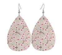 Pink Cherry Blossoms Holiday Earrings For Women, Festive Star Drop Earrings, Chic Dangle Jewelry For Celebrations