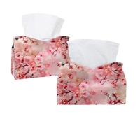 Pink Cherry Blossoms Japanese Pattern Tissue Box Cover, Rectangular Tissue Holder Decorative Facial Napkin Dispenser for Bathroom Kitchen Coffee Table Car