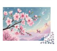 Pink Cherry Blossoms Jigsaw Puzzles Puzzle for Adults Kids. 1000 Pieces Starlit Sky Whimsical Challenge Toy Educational Games Home Decoration for Adults& Kids Age 14 Years Up 1000pcs (75x50cm)