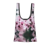 Pink Cherry Blossoms Print Foldable Reusable Grocery Bag Lightweight Shopping Tote for Groceries Travel Beach Eco-Friendly Compact Adventure Tote