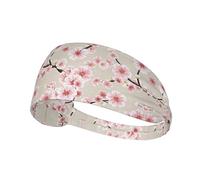 Pink Cherry Blossoms Print Non-Slip Elastic Running Headband, Sweat Absorbing Stretchy Hair Bands For Gym Yoga, Soft Skin-Friendly Foldable Workout Headband