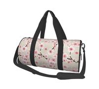 Pink Cherry Blossoms Print Round Duffel Bag, Canvas Overnight Travel Tote Bag, Waterproof and Tear-Resistant.Foldable Weekend Travel Bag