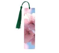 Pink Cherry Blossoms Printed Metal Bookmarks S - Dark Green Lightweight Aluminium Book Marker for Books, Journals & Gifts, Ideal Book Lovers, Holiday Decor & Crafts