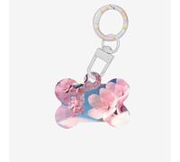 Pink Cherry Blossoms Printing Dog Tag Bone Shaped Double Sided Pattern Dog Id Tags Bone Shaped Pet Name Tags Dog Collar Tags