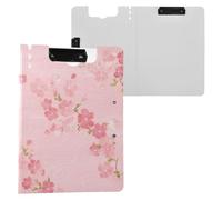Pink Cherry Blossoms Ripples Clipboard a4 Clip Board Foldover Document Folder Files for Paperwork with Clips Lightweight Plastic