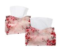 Pink Cherry Blossoms Watercolor Pattern Tissue Box Cover, Rectangular Tissue Holder Decorative Facial Napkin Dispenser for Bathroom Kitchen Coffee Table Car