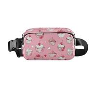 Pink Cherry Cupcake Pattern Fanny Pack for Women Men, Bumbag Crossbody Waist Packs with Adjustable Strap Belt Bag for Travel Workout Hiking