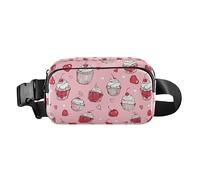 Pink Cherry Cupcake Prints Pattern Fanny Pack for Women Men, Bumbag Crossbody Waist Packs with Adjustable Strap Belt Bag for Travel Workout Hiking
