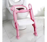 (Pink) Children Toilet Seat & Ladder Toddler Training Step Up Easy Fold Down For Kids