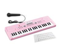 Pink Childrens Keyboard for Learner, 49-Key Electronic Keyboard for Beginner, Kids Piano Set with Key Stickers, 6 Months Free Lessons, Musical Gift Toy for Ages 3+