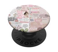 Pink Christian Bible Verse Collage with Grace and Faith PopSockets Adhesive PopGrip