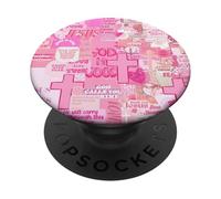 Pink Christian Jesus Bible Verses Aesthetic Collage Girly PopSockets Adhesive PopGrip