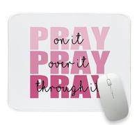 Pink Christian Mouse Pad, Pray on it Small Mousepad, Bible Verses Computer Mouse Pad for Laptop, Cute Pink Jesus Desk Accessories Office Decor Christian Gifts for Women 9.4"x7.9"