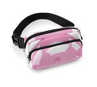 Pink Christmas Ball Fanny Packs with Zipper, Personalized Waist Bags with Multiple Pockets, Adjustable Sling Bag for Travel, Waterproof Belt Bag, Crossbody Bags