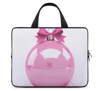 Pink Christmas Ball Laptop Sleeve Ultra-Thin, Lightweight & Waterproof 13inch Laptop Bags, Durable Neoprene Material, Portable Protective Computer Bag with Hand Strap