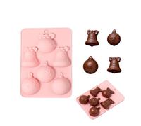 Pink Christmas Bell & Bauble Silicone Mold Set - 2-Cavity Non-Stick Baking Mold for Chocolate, Candy, Ice, Soap Making, Food-Grade Flexible Holiday Dessert Tool (Pretty in Pink) (22.5 * 16.5cm)