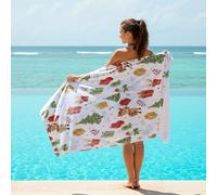 Pink Christmas Cartoon Theme Printed Beach Towel - Joyful Holiday Time (01,160cm x 80cm)