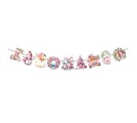 Pink Christmas Decoration Banner, Vintage Traditional Christmas Banner Santa Claus Elk Gingerbread Banner Merry Christmas Decorated Flag Indoor Outdoor Home Christmas Party Decorations (Style 1)