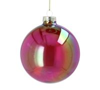 Pink Christmas Decorations, Pink Bauble, Iridescent Lustre Cerise Shiny Bauble, Large Jewel Tone Christmas Tree Decoration, Oil Pearl Effect Glass Xmas Ornament