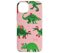 pink christmas dinosaurs stegosaurus triceratops trex santa Case for iPhone 14 Plus