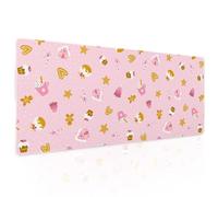 Pink Christmas Gaming Mouse Pad XL Cute Kawaii Cupcake Gingerbread Extended Big Large Desk Mat Non-Slip Rubber Base Stitched Edge Xmas Holiday Long Keyboard Mousepad for Computer Laptop,31.5×11.8 in