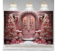 Pink Christmas Shop Backdrop Girl Portrait Photo Studio Banner Winter Christmas Tree Gift Box Snowflake Decoration Cake Table 240X180cm