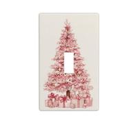 Pink Christmas Tree with Bows Light Switch Cover Decorative Single Toggle 1 Gang Wall Plate for Kitchen Farmhouse Bedroom Bathroom Art Decor