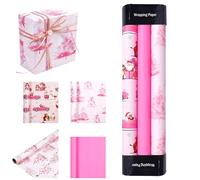 Pink Christmas Wrapping Paper,Wrapping Paper Roll,Elegant Christmas Papers 43cm x 3m Festive Gift Wrap Holiday Patterns,Single/Multi-Pack Gift Wrapper Recyclable Xmas Wrapper (Pink, D-3pc)