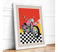 Pink Chrome Rebels Retro Framed Wall Art Print A1 (84.1×59.4cm) White, Wall Decor for Living Room, Bedroom, Office & Home, Ready to Hang, Art Gift