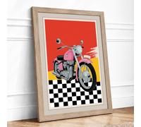 Pink Chrome Rebels Retro Framed Wall Art Print A3 (42×29.7cm) Oak, Wall Decor for Living Room, Bedroom, Office & Home, Ready to Hang, Art Gift