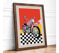 Pink Chrome Rebels Retro Framed Wall Art Print A3 (42×29.7cm) Walnut, Wall Decor for Living Room, Bedroom, Office & Home, Ready to Hang, Art Gift
