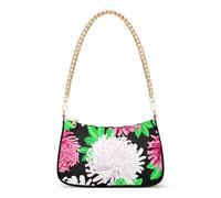 Pink Chrysanthemum Flowers Hobo Totes Purse Bags Women Tote Handbags Cartoon Ladies Shoulder Bag Floral Zipper Closure