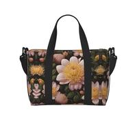 Pink chrysanthemum Printed Tote Travel Bag With Adjustable Shoulder Strap Suitable For Travel And Sports