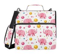 Pink Circus Elephant and Balls Zipper Binder Bag with Handle Shoulder Strap 3 Ring Binder Organizer for School Work Office