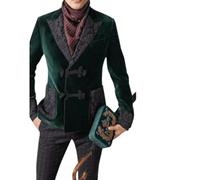 Pink City Studio Men's Smoking Jackets Bottle Green jacquart Collar Smoking Jacket Coat Party Wear Coat Blazer (UK, Alpha, 3XL, Regular, Regular, Bottle Green)