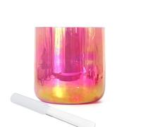 Pink Clear Crystal Singing Bowl, Cosmic Light Alchemy Bowl Sound Bowl, With Striker & O-ring For Yoga Meditation Sound (440HZ 7 Inch F Note)