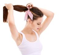 Pink Cloth Ponytail Holder Bow Hair Tie Double Layer with Buckle | Everyday Wear Accessory, Pure Colour Design, Keeps Hair in Place, Chic Style for Girl Friend and Colleagues