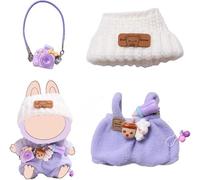 Pink Clothes for Labubu, Handcrafted Crochet 3-Piece Set for 17cm Labbu, Premium Outfit with Accessories for Labubu, Stylish Clothes for Labubu (Purple ice-Cream)