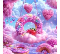 Pink Cloud Donuts Jigsaw Puzzle 500 Pieces 45x45cm/18x18inch, Difficult jigsaw puzzles for Adults 500, Beautiful Art work, Great Festive Puzzle Gift for Men/Women